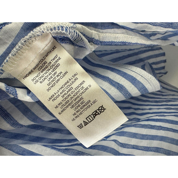 NWT Maeve Anthropologie Sleeveless Long Tunic Ruffle Button Striped Blue Small - Picture 6 of 16